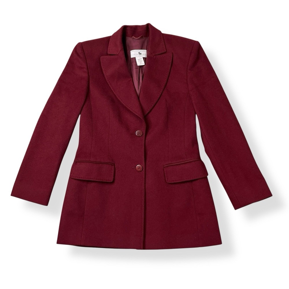 Saks Fifth Ave Cashmere Collection Blazer Jacket Coat Burgundy Germany Size 4 - Picture 6 of 16